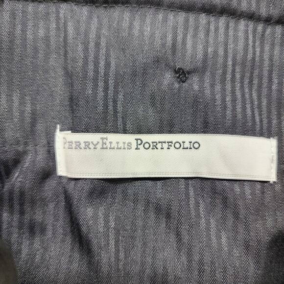 NEW Perry Ellis Portfolio Pants Mens 42/30 Black Sueded Microfiber Flat Front - Picture 6 of 14